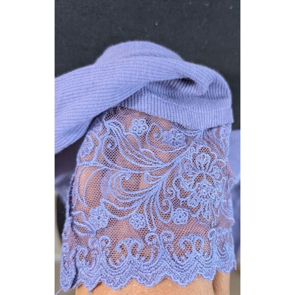Forever 21 Top Purple Hook & Eye Floral Lace Cuff Square Neck Crop Size Medium - Picture 7 of 11